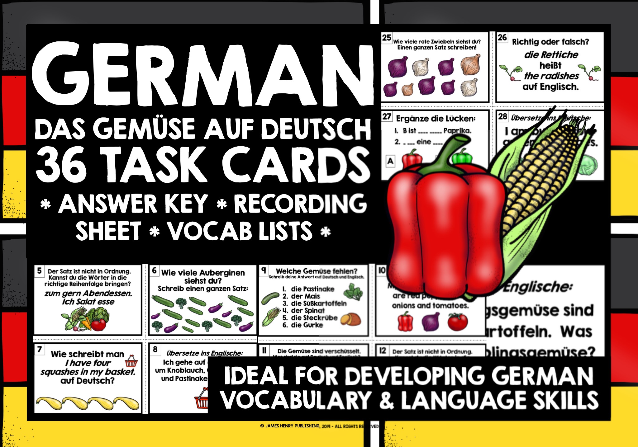 GERMAN VEGETABLES TASK CARDS Teaching Resources