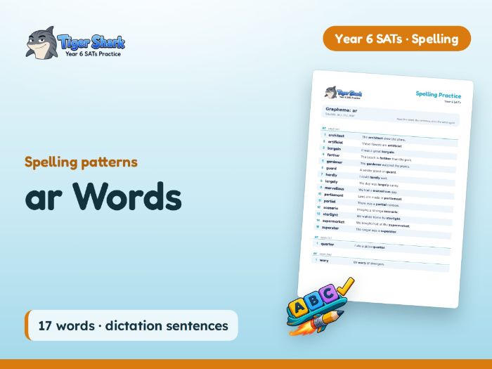 ar Words: Year 6 Spelling Patterns