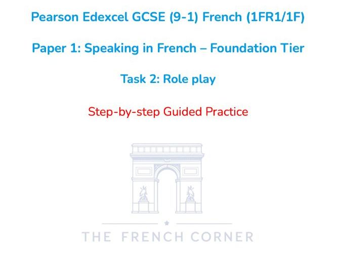 Pearson Edexcel GCSE French (1FR1/1F) – Speaking Task 2: Role play – Foundation Tier 2026 onwards
