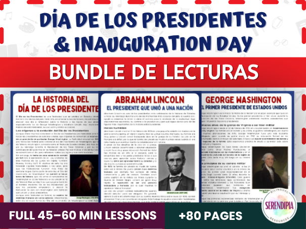 Presidents' Day & Inauguration Day (United States) Reading Passages and Activities Spanish B2-C1-C2 Level | Lincoln, Washington | BUNDLE