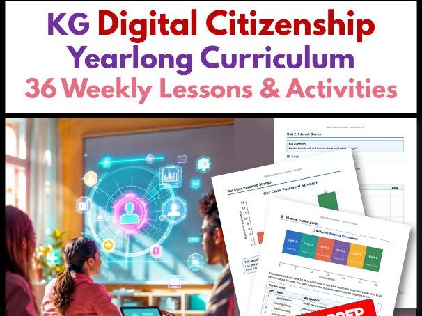 KG Digital Citizenship Yearlong Curriculum | 36 Weekly Lessons & Activities