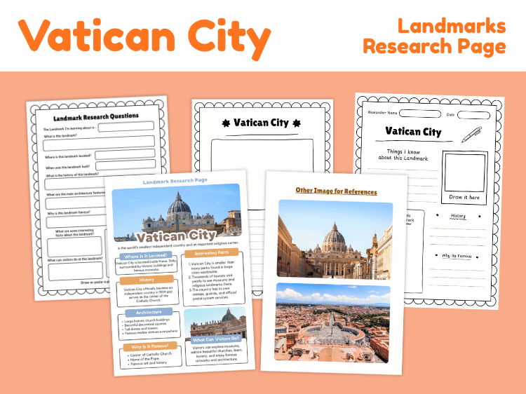 Vatican City Landmark Research Project | Geography & History Worksheets