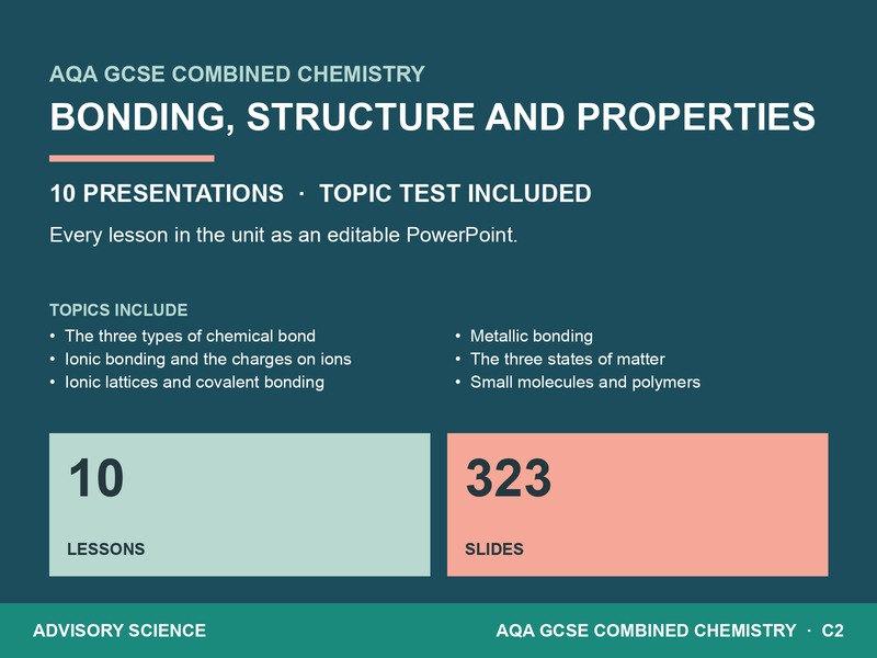 AQA GCSE Combined Science Chemistry C2 Bonding, Structure and Properties | 10 Lessons and Topic Test