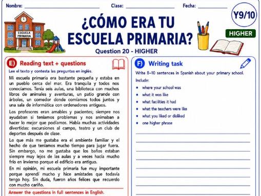 GCSE Spanish Higher: School and Future Pack