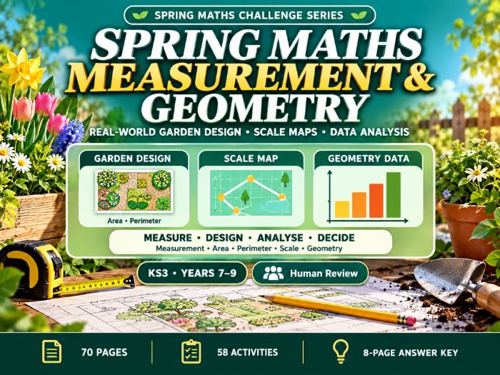 Spring Maths Measurement & Geometry | KS3 Area, Perimeter, Scale Maps & Problem Solving | 70 Pages
