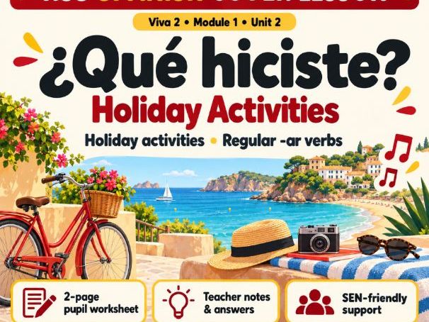 KS3 Spanish Cover Lesson: Holiday Activities | Viva 2 Module 1 – ¿Qué hiciste?