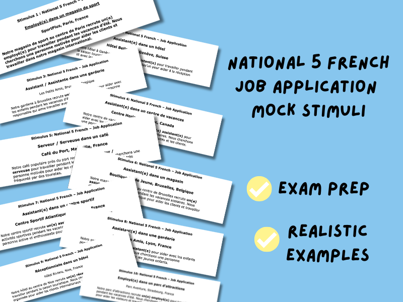 Mock Stimuli | Job Application | National 5 French