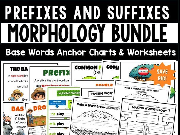 Prefixes and Suffixes Morphology Toolkit: Root Words Anchor Charts & Worksheets (KS1 / Lower KS2)