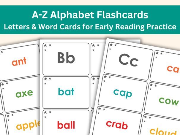 A–Z Alphabet Flashcards | Phonics & Word Building | Progressive Reading Practice