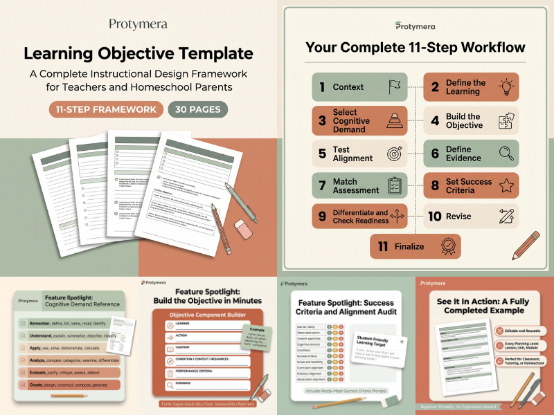 Learning Objective Template: A Professional Framework for Instructional Design, Lesson Planning