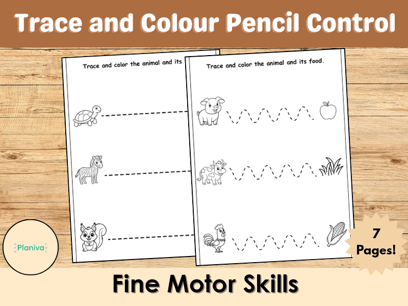 Trace and Colour Pencil Control – Fine Motor Skills Worksheets (EYFS & KS1)