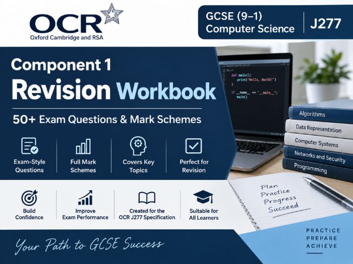 OCR GCSE Computer Science J277 Component 1 Revision Workbook | 50+ Exam Questions & Mark Schemes