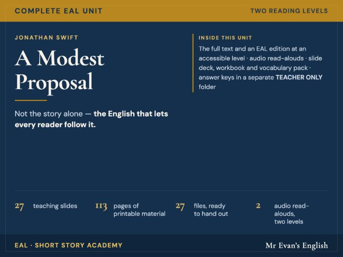 Jonathan Swift: A Modest Proposal — Complete EAL Unit