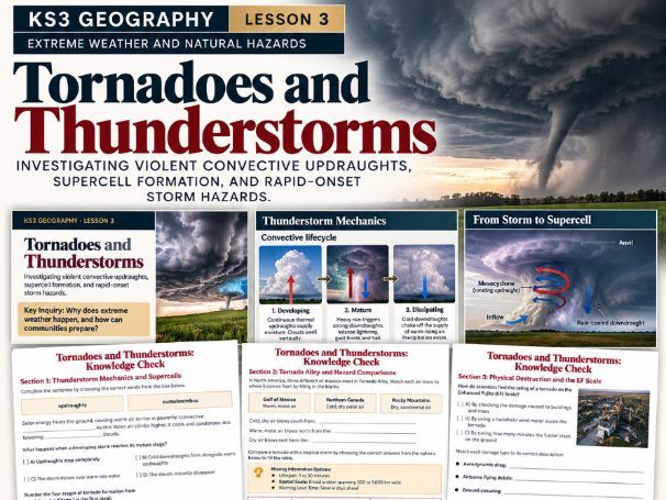KS3 Geography | Tornadoes and Thunderstorms | PowerPoint & Differentiated Worksheets | Lesson 3