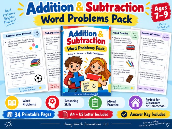 Addition & Subtraction Word Problems Pack