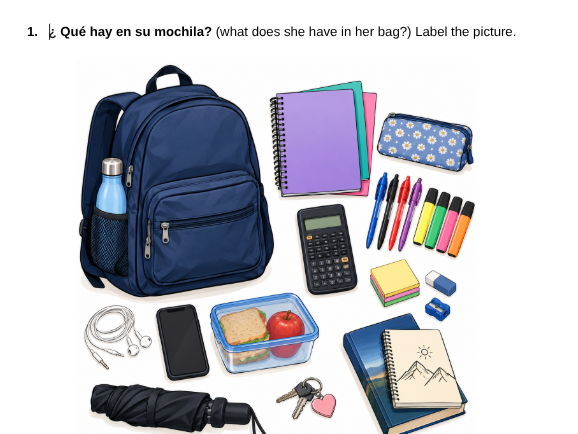 What's in your Bag/Pencil Case (Spanish)