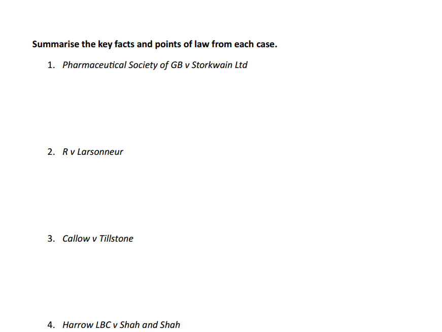 Strict liability - Key cases test (AQA A-level law)