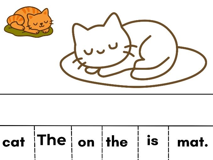 Phase 2 Cut and stick make. sentence. 2 sheets