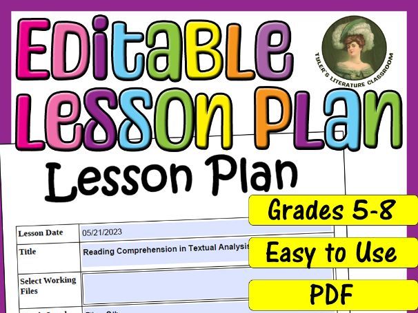 Textual Analysis : Editable Lesson Plan for Middle School