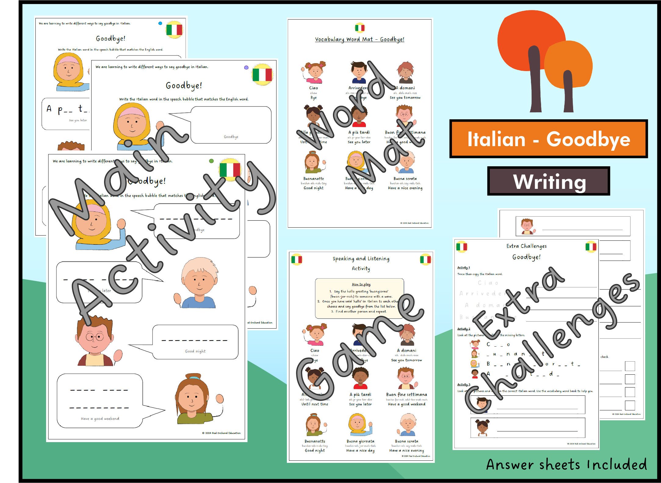 Italian Goodbye Worksheets KS1 & KS2 Teaching Resources