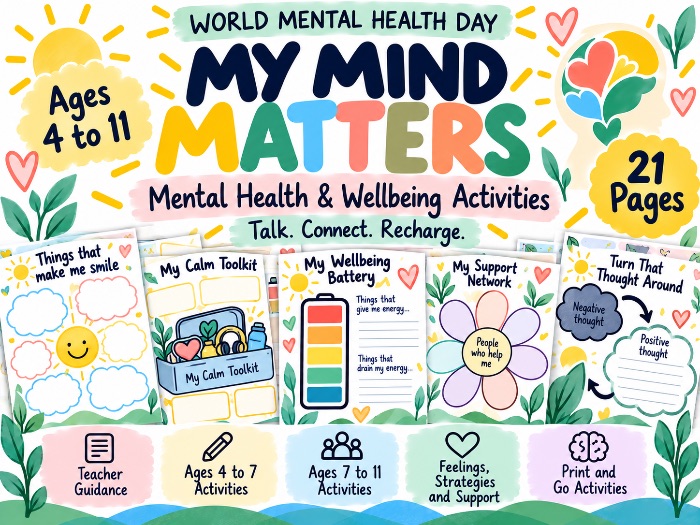 World Mental Health Day Activities | Primary Mental Health & Wellbeing Pack Ages 4 to 11