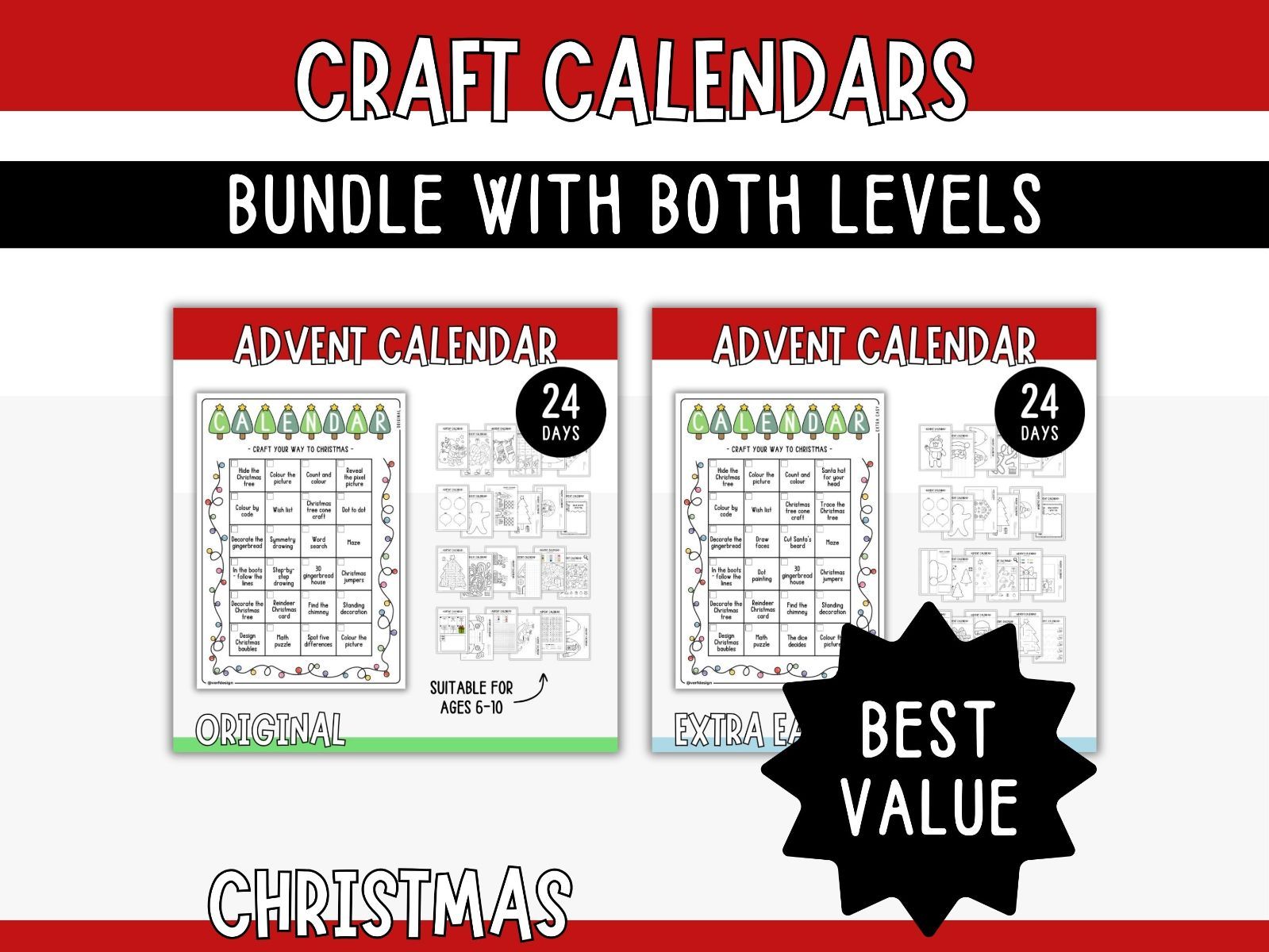 Printable Craft Advent Calendar - Bundle (Original & Extra Easy)