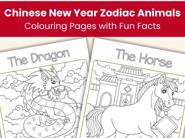 Chinese New Year Zodiac Animals Colouring Pages with Fun Facts