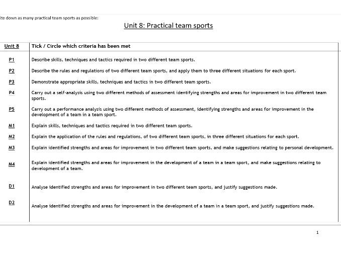 BTEC L3 Practical Team Sport Workbook