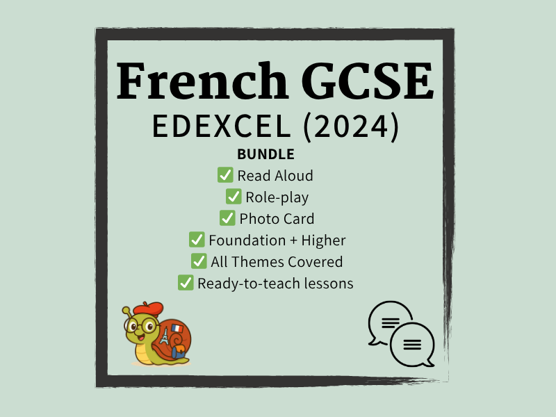 GCSE French Edexcel (2024) Speaking Revision Lessons Bundle | All Themes | Read Aloud, Role-play & Photo Card