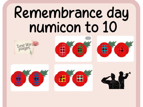 count to 10 numicon- remembrance day- poppies