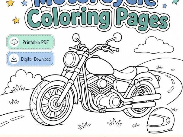 Motorcycle Coloring Pages | Motorcycle Coloring Pages | Printable PDF | Digital Download