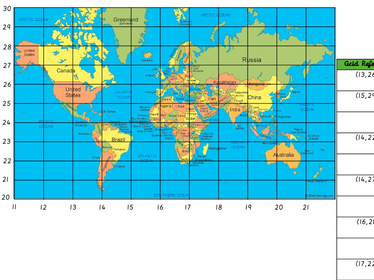 World Grid Reference Map