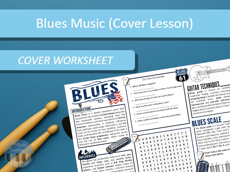 Blues Music Worksheet (cover lesson)