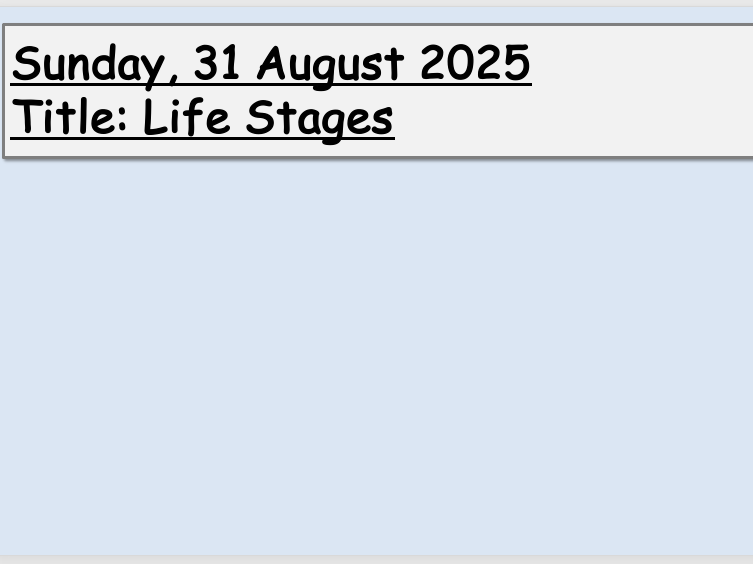 BTEC Health and Social Care - Life Stages
