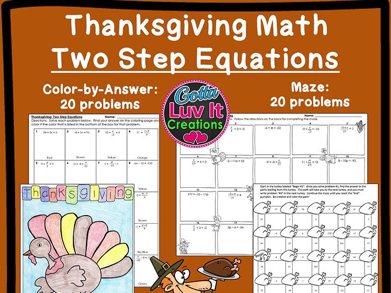 Solving Equations Two Step Equations Maze Color By Answer Bundle