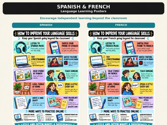 Spanish & French Classroom Posters | Independent Language Learning