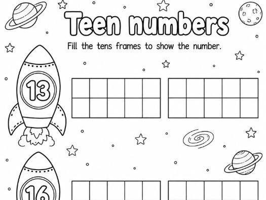 Eyfs year 1 teen numbers rocket activity