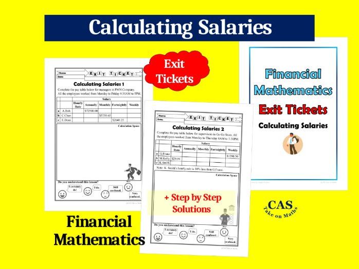 Grade 9 - 12 Financial Mathematics Exit Tickets-Calculating Incomes (Salaries)