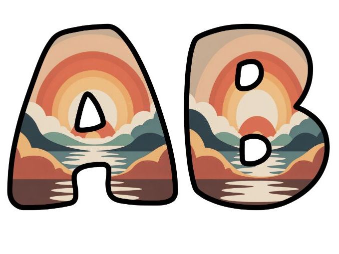 Soft Retro Warm Sunset Classroom Display | Lettering Set | Upper & Lowercase, 0-9 and Signs