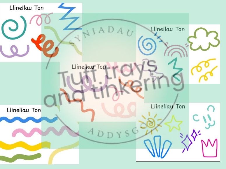 llinell ton- wavy lines mark making Foundation phase Curriculum for Wales Early Years PS1 addysg Cym