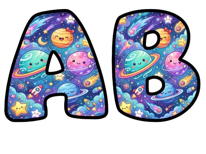 Kawaii Space Planets Bubble Letters | Space Topic Bulletin Board Letters | Classroom Display Pack