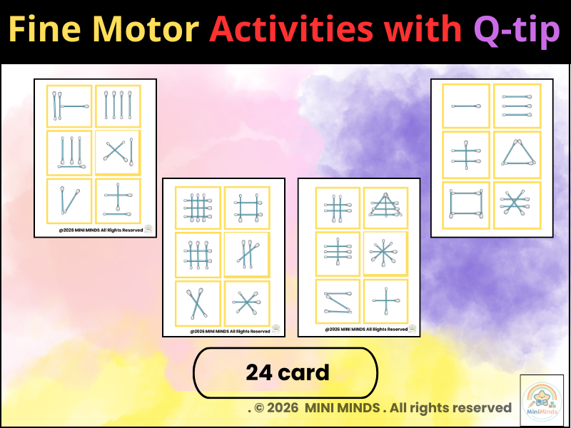 Q-Tip Dot Art Fine Motor Worksheets (EYFS)