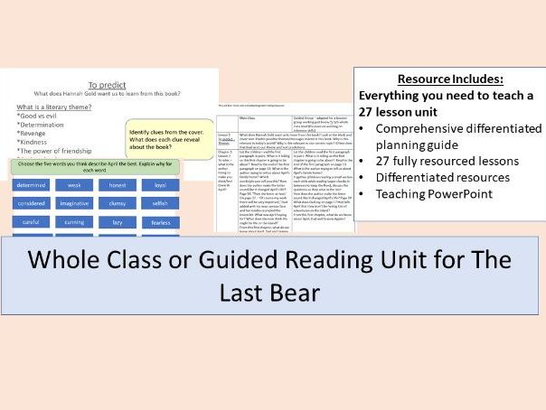 The Last Bear Complete Reading Unit (28 fully resourced lessons)