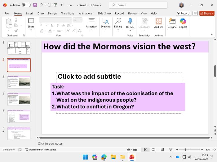 OCR B GCSE history making of America- lesson 8 Mormons