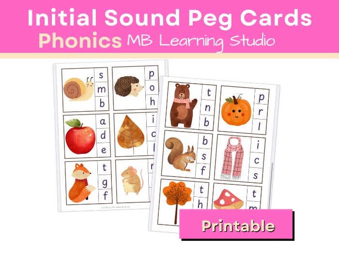 Autumn Forest Initial Sound Peg Cards – Phonics Activity for EYFS, KS1, Pre-K & Kindergarten