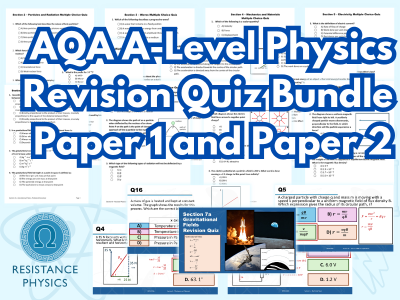 A-Level Physics - Complete AQA Paper 1 and Paper 2 Revision Quiz Megapack