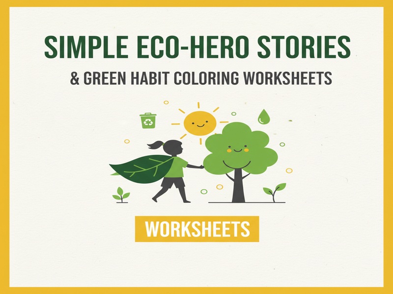 Simple Eco-Hero Stories & Green Habit Coloring Worksheets