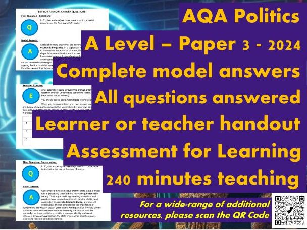 AQA A Level Politics Model Answers - Full Papers - Paper 3 - 2024 - Student/Teacher Handout
