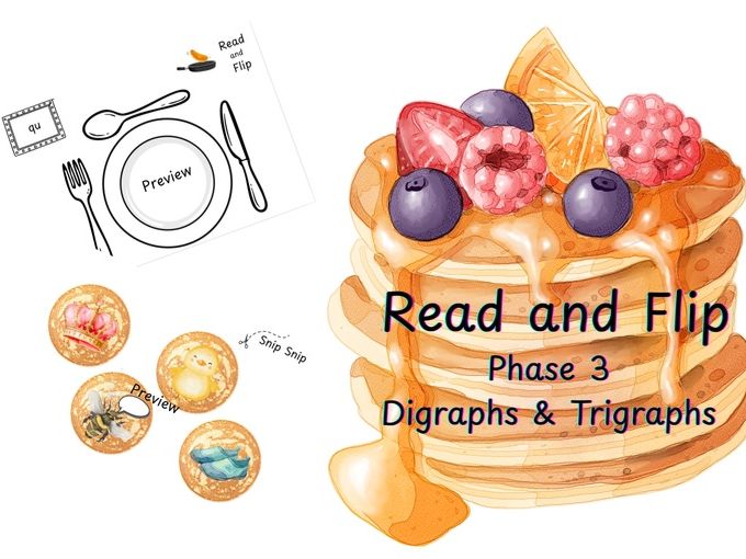 Pancake Day Read & Flip Phase 3 Digraphs and Trigraphs