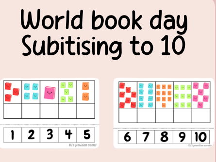 Books- subitising to 10- World book day- cut and stick